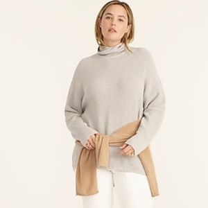 J.Crew RIBBED COTTON-CASHMERE RELAXED TURTLENECK SWEATER